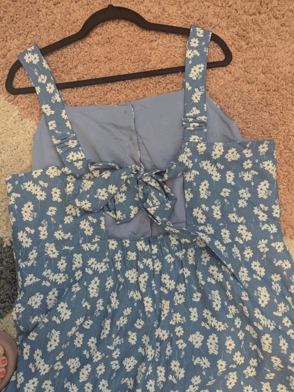 ModCloth Blue Floral Wide Leg Jumpsuit 1X NWOT Cottagecore - Picture 3 of 5